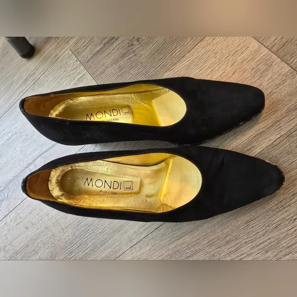 Vintage Mondi Suede Pumps Animal Print & Black Size 8 Made In Italy
